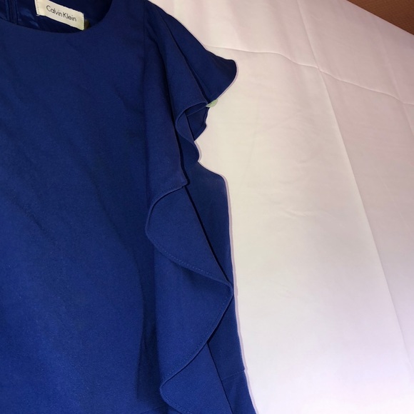 Calvin Klein Royal Blue Ruffled Accent Dress - Picture 3 of 8